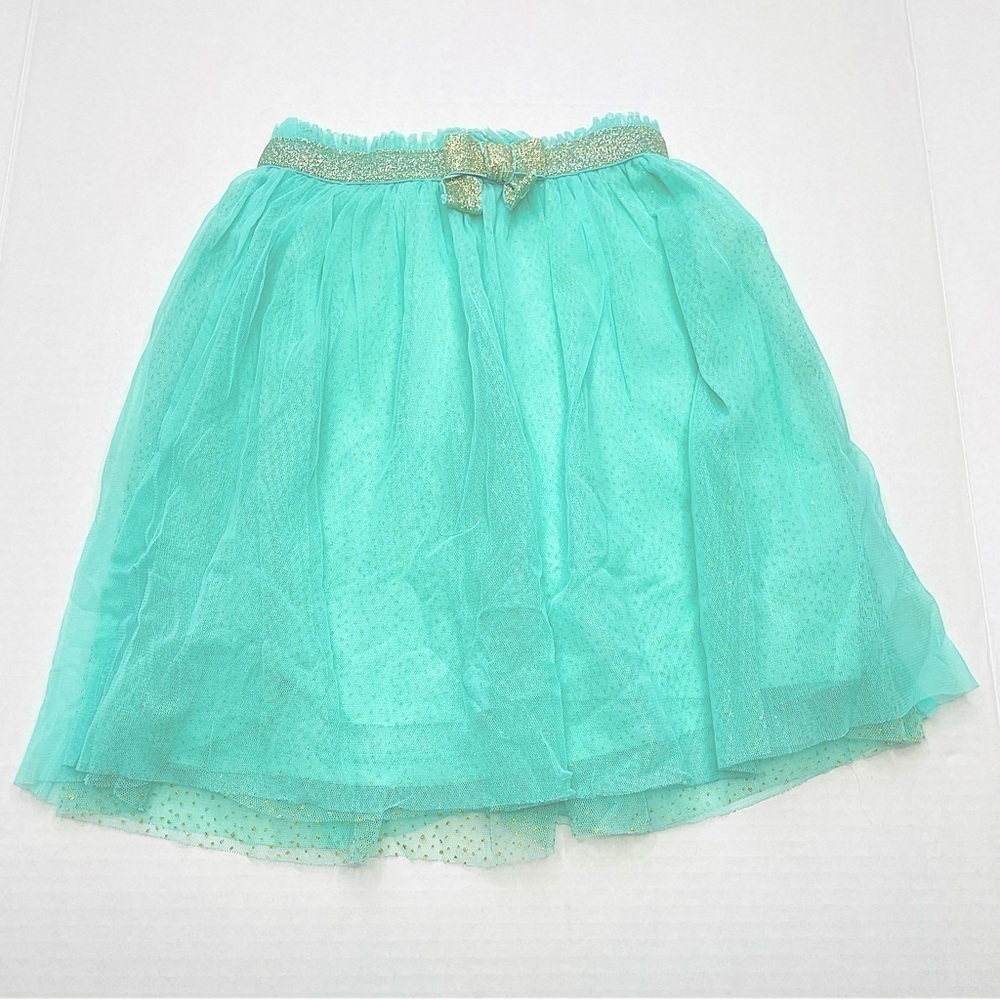 Cat & Jack Tutu Skirt Mint & Gold Dot Gold Bow